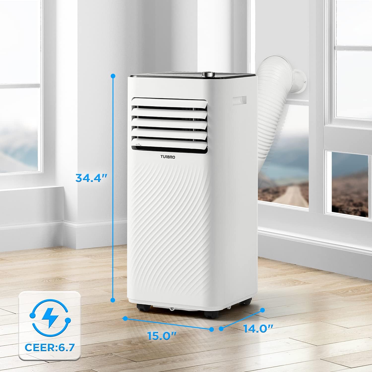 TURBRO Finnmark 8,000 BTU Portable Air Conditioner, Dehumidifier and Fan, 3-in-1 Floor AC Unit for Rooms up to 300 Sq Ft, Sleep Mode, Timer, Remote Included (5,000 BTU SACC)