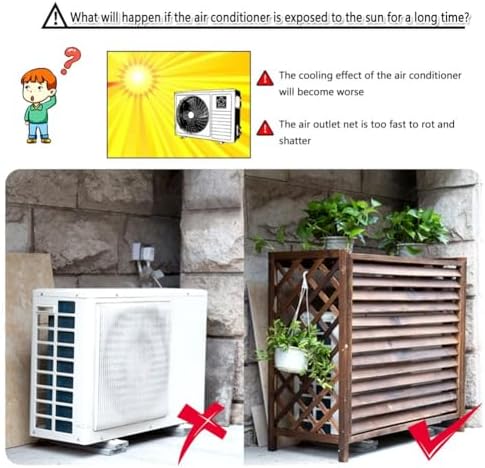 Hide Air Conditioner Cover For Outside Unit Freestanding Privacy Fence Protective Grilles Louvered Plant Stand Brown (Size : L85 X W35 X H75cm)