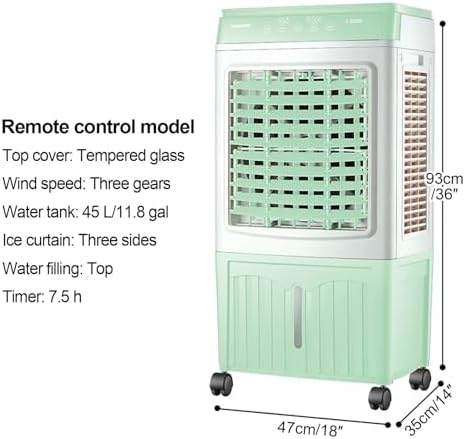 Swamp Cooler Air Conditioner, 3-IN-1 Evaporative Air Cooler with 11.8 Gal Water Tank, 3 Modes, 3 Speeds, Remote Control, 12H Timer for Bedroom & Office