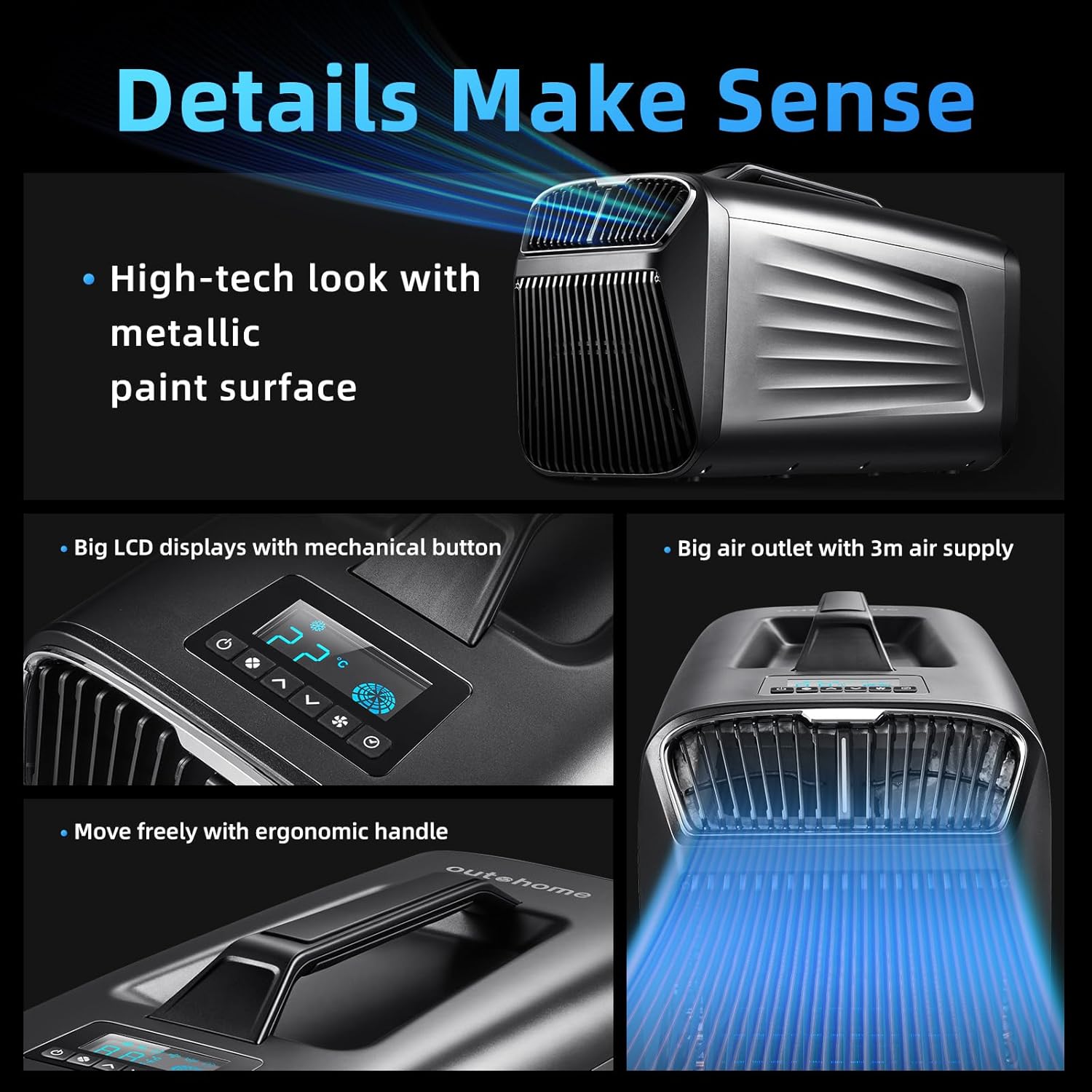 Portable Camping Air Conditioner for Outdoor and Indoor Use, Quiet Air conditoning For Small Rooms，5200BTU Fast Cooling Capacity for Tent AC (Gray)