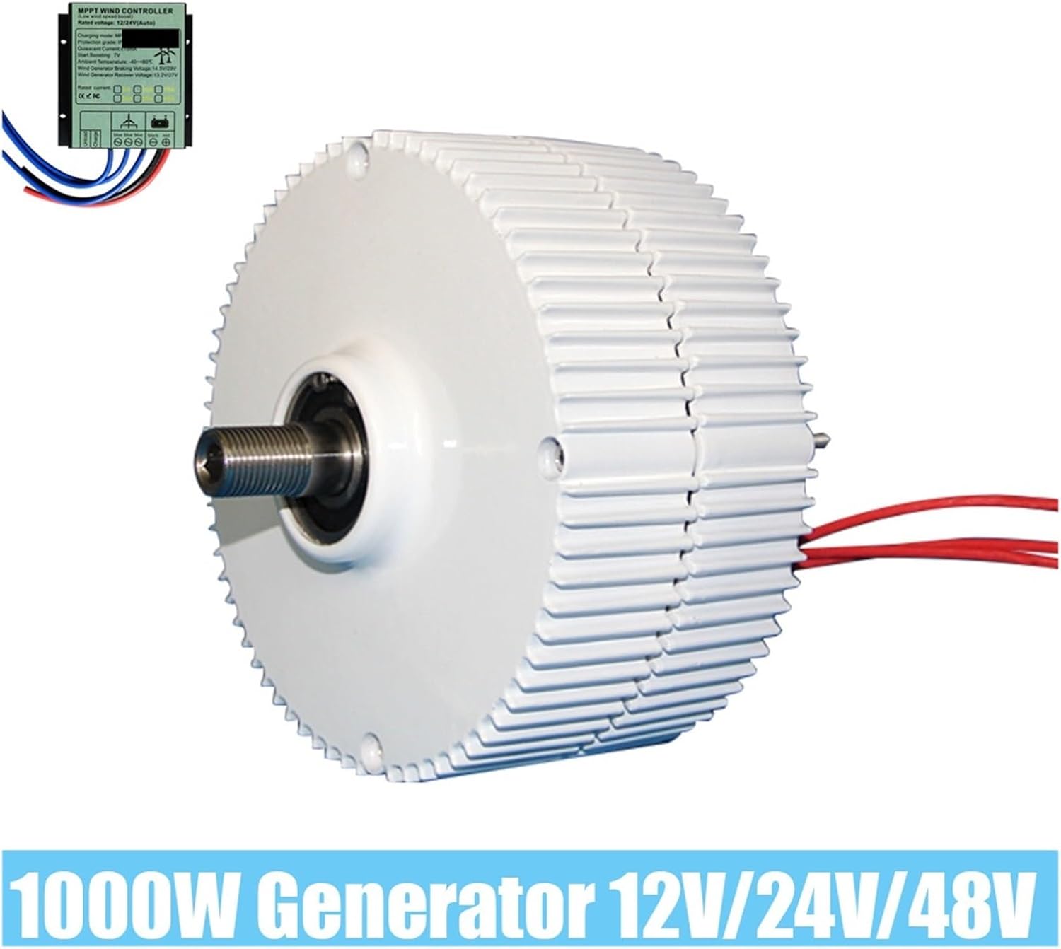 Wind Turbine Generator Kit,Turbine Low Speed 1000W 12V 24V 48V for Water Conservancy and Wind Power Household Industrial Energy(with Base,24V_1KW with Control)