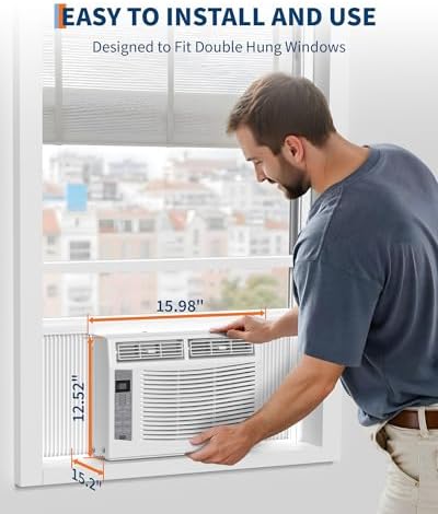 6000 BTU Window Air Conditioner with WiFi, 3 in-1 Energy Saving Window AC Unit with Remote & App Control & Timer Function & Easy Install Kit, Cools 250 Sq.Ft. for Bedroom, Living Room, White