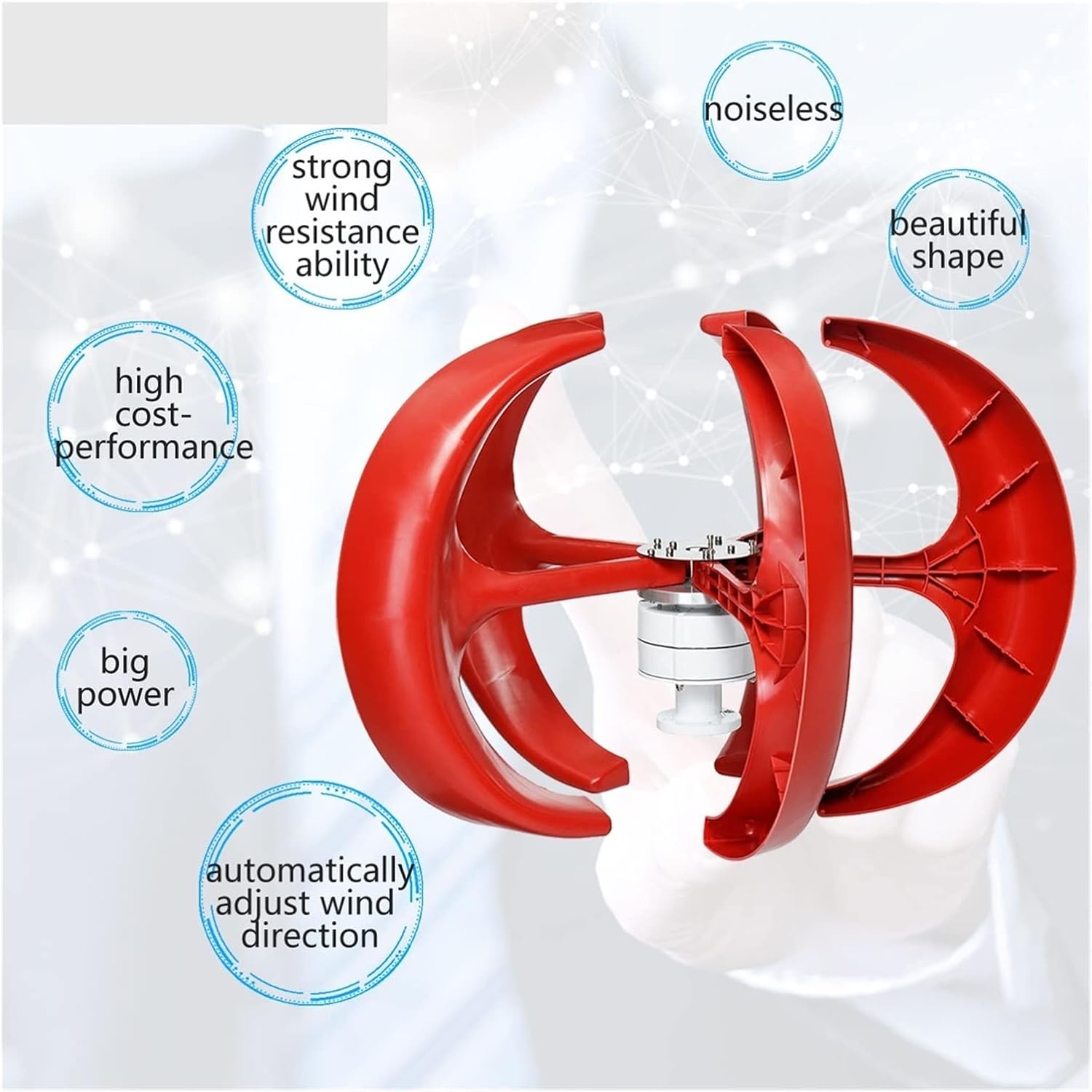 Wind Turbine, Wind Power Turbines Generator 8000W 12/24/48V 5 Blades Generator Lantern Wind turbines Vertical Axis for Streetlight Controller(White,Wind Turbine ONLY_12V)