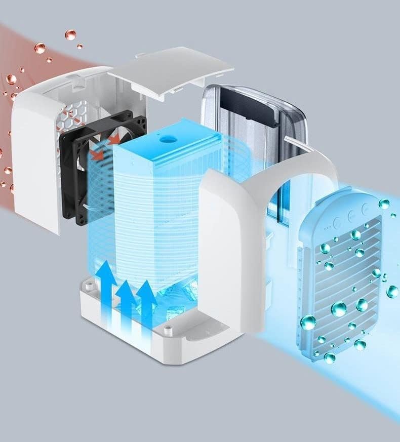 Portable Air Conditioner, 3 Speed Adjustable Evaporative Air Cooler Fan, Mini Personal Air Cooler, for Home, Office, Bedroom (Color : Pink) (Gray)