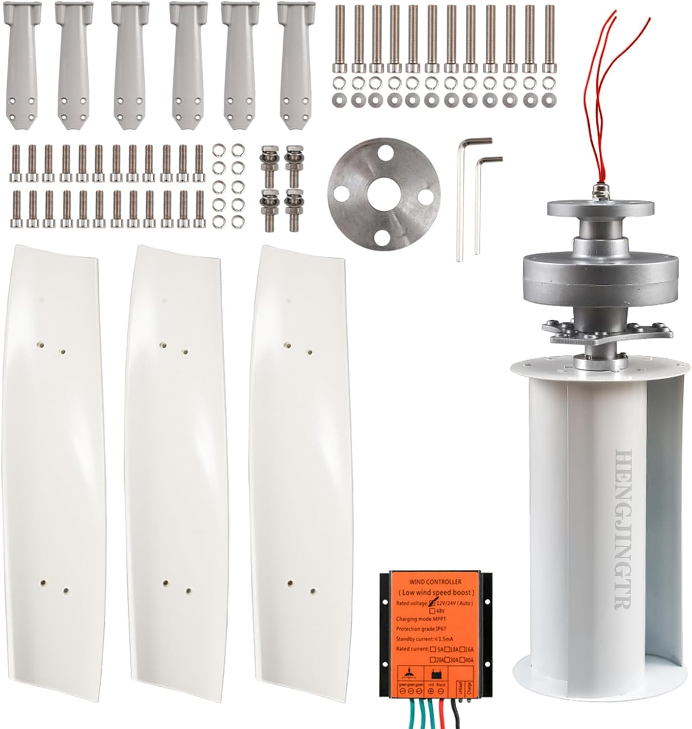 10000W Vertical Wind Turbine Generator, 220V 12V 24V 48V 3 Phase 3 Blades Home Use Wind Turbine Low Noise for Garden Home,with Controller