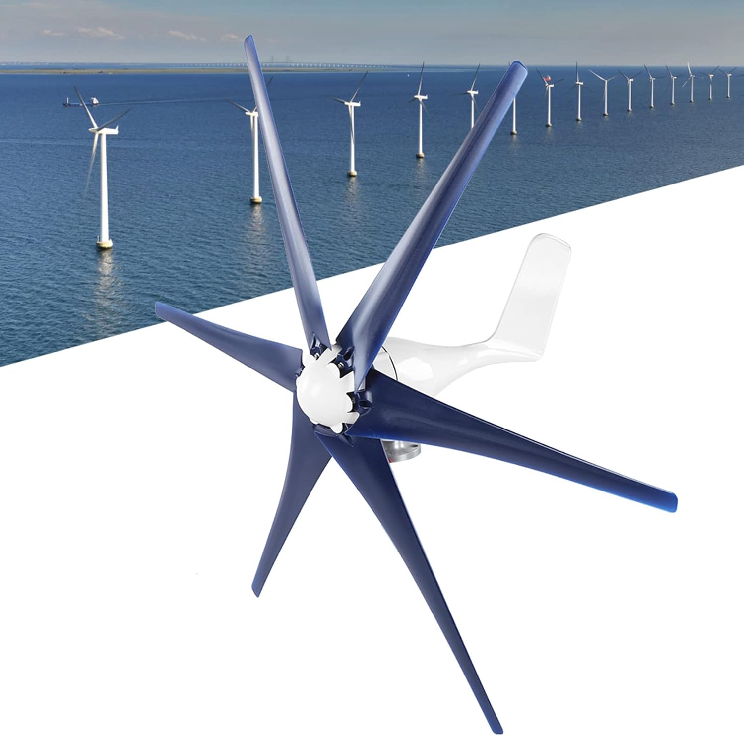 Acouto Wind Turbines Generator - 6 200W Power Supplies with Three Phase Alternator, Blue 12V, Portable and Easy to Install (12V)