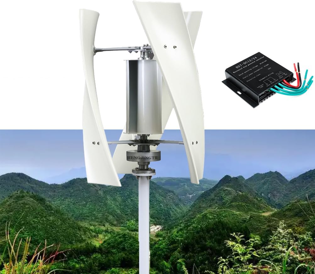 Low Noise Small Vertical Wind Turbine Generator Set,Garden Wind Turbine Generator 12000W Vertical 12V 24V 48V with Charge Controller for Home Use