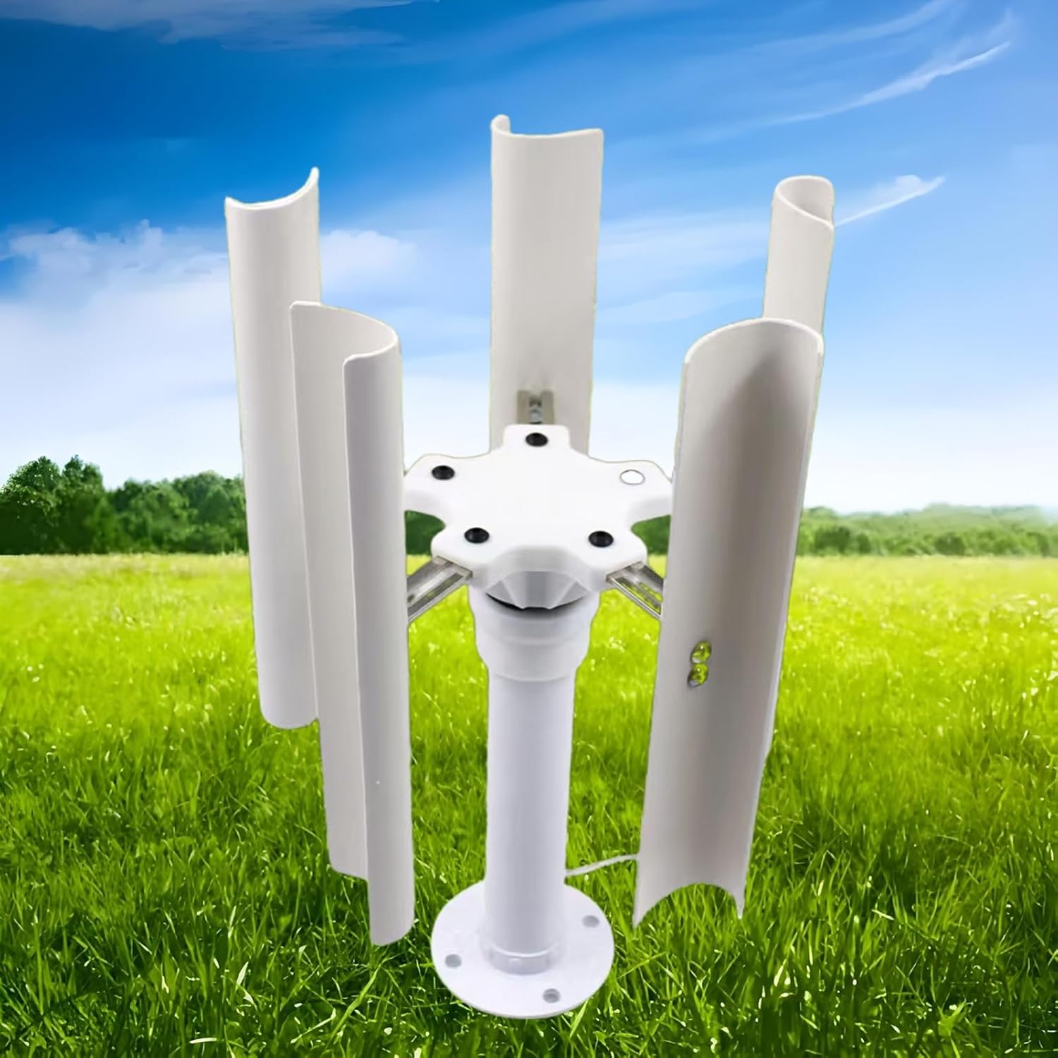 DIY 20W Vertical Axis 5 Blades Wind Turbine Generator 12V Three-Phase Permanent Magnet Generator Wind Turbine Model Suitable for Interior Decoration, Model Making.