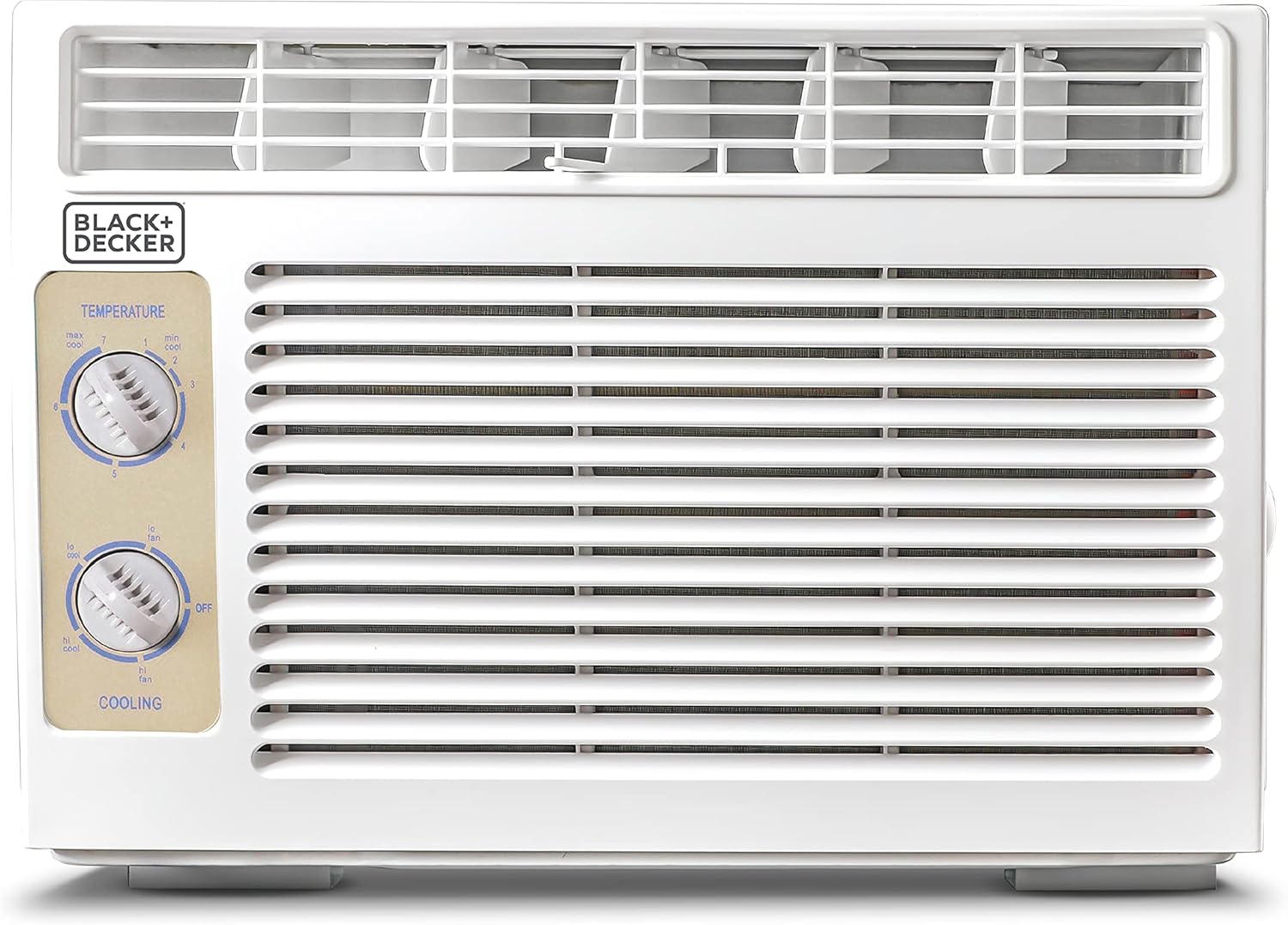 BLACK+DECKER Window Air Conditioner 5000 BTU, AC Window Unit Cools Up to 150 Square Feet, Window AC Unit with Mechanical Controls, Manual Fan Only and Cool Settings, BD05MWT6, White