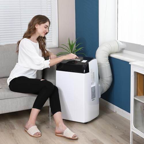 Portable Air Conditioners, 12,000 BTU 3-In-1 AC Units, Cooling Up to 550 Sq.Ft, Portable AC Units with LCD Display, Remote Control, 24h Timer, White