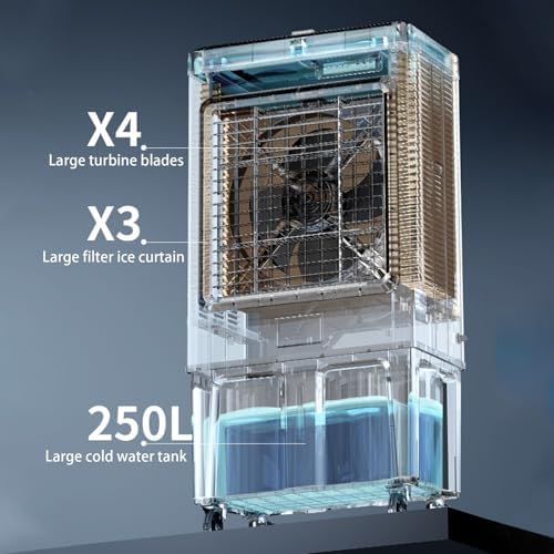 Personal Swamp Cooler, Quite Portable AC with 180L Tank and 3 Speeds, Evaporative Air Conditioner for Room Office Outdoor(75 * 47 * 160cm)