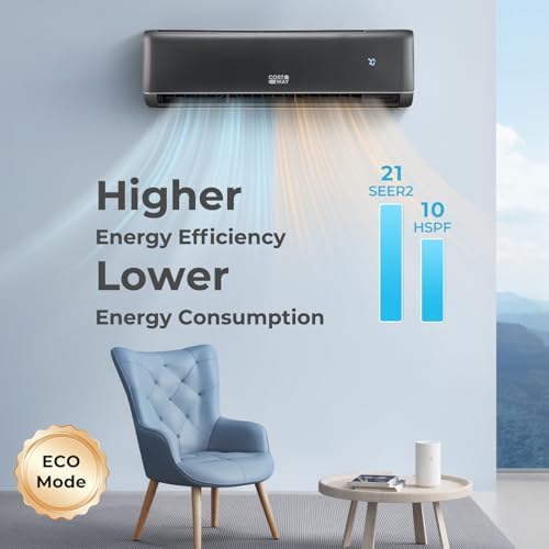 COSTWAY 24000 BTU Wifi Enabled Mini Split Air Conditioner & Heater, 21 SEER2 208-230V Inverter AC Unit Cools Rooms up to 1500 Sq. Ft, Energy Efficient Split AC w/Heat Pump