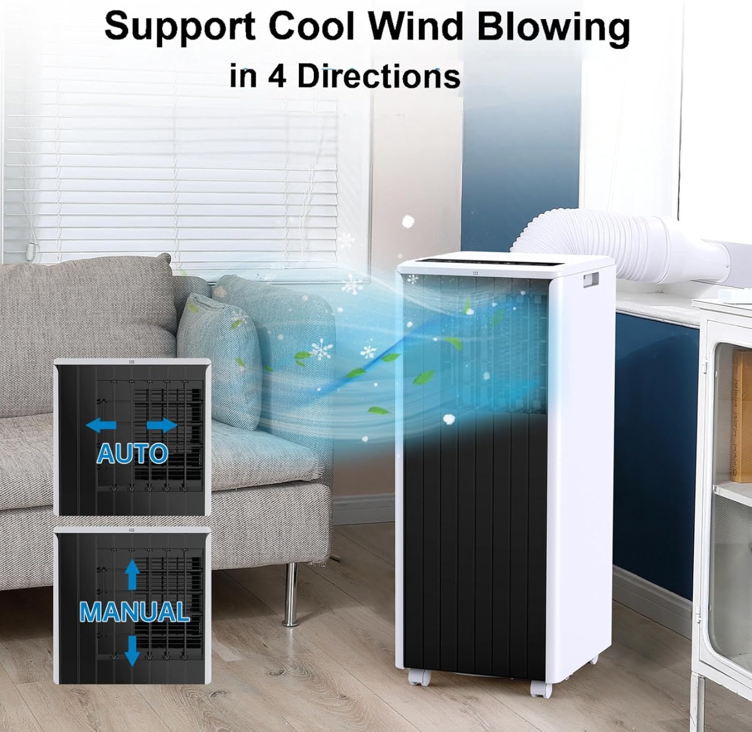 Air Conditioner 8000 BTU Portable Air Conditioner, 3-In-1 AC Unit with Fan, Cool & Dehumidify Modes, Air Conditioners Cool Up to 350 Sq.Ft, Remote & LED Touch Control (Gray)
