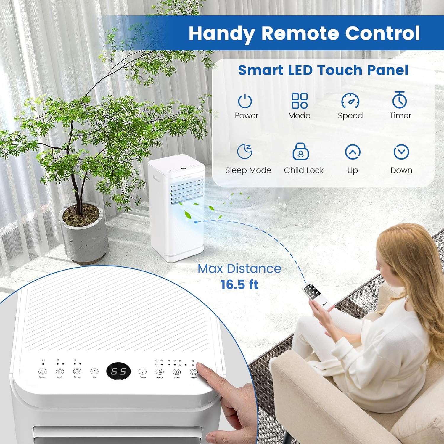 PETSITE 10000 BTU Portable Air Conditioners, Room Air Conditioner with Remote Control, 3-in-1 Stand up AC Unit With 24H Timer & Window Kit for Home Office Dorms, Cools up to 350 Sq. Ft