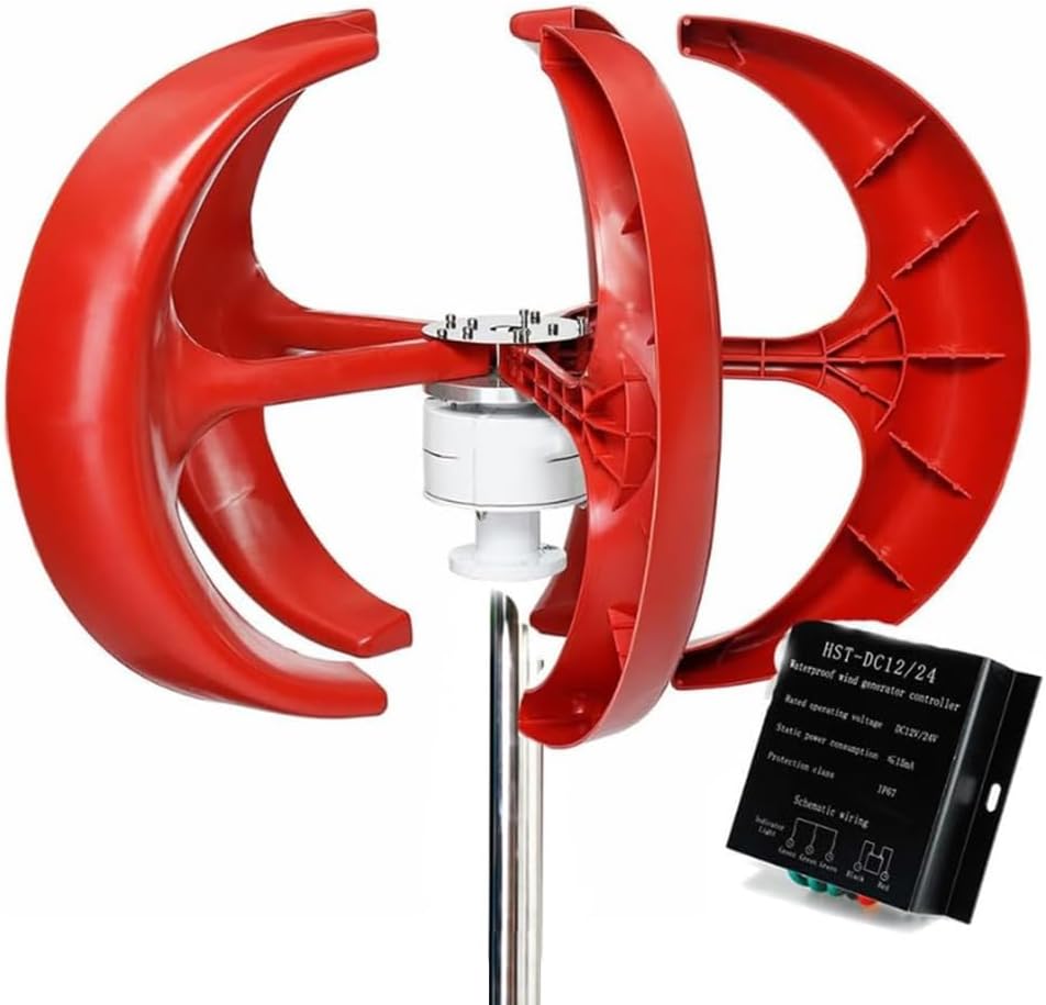 220V,BAOJUHUIKANG Wind Turbine 8000W Vertical Axis Wind Turbine Generator 12V / 24V / 48V Lantern Type 5-Blade Wind Power Generator Kit with Controller for Roofs, Streets 48V