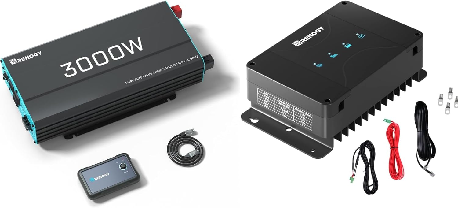 Renogy 3000W Pure Sine Wave Inverter & 50A DC-DC Charger with MPPT Bundle - Heavy-Duty Power System for RVs, Trucks, and Off-Grid Living