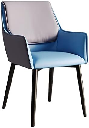 Kitchen Dining Room Furniture Chairs Modern PU Leather Dining Chairs with Armrests and High Back Padded Soft Seat for Office Lounge Dining Kitchen Bedroom (Color : Gray+Blue)