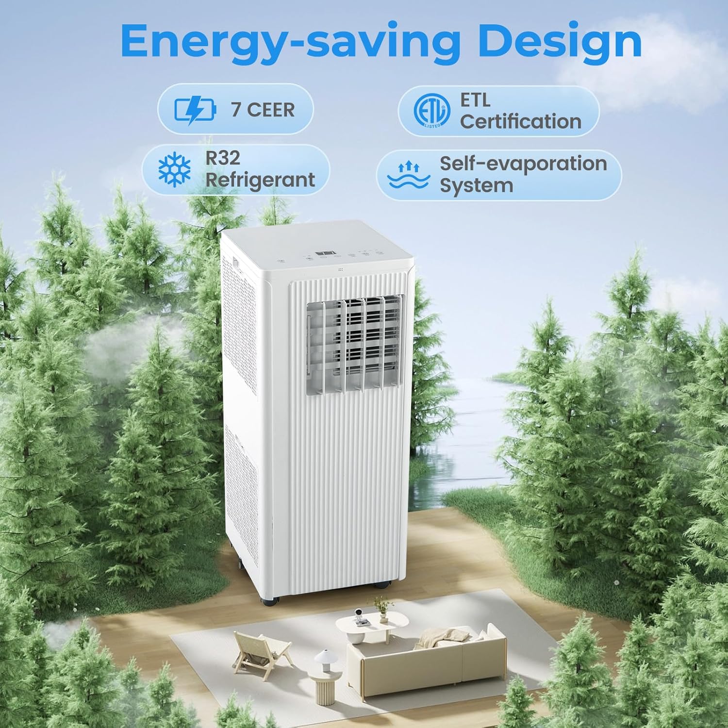 ARLIME Portable Air Conditioner 10000 BTU, 3-in-1 AC Unit w/Dehumidifier, Cool, Fan, 350 Sq.FT Cooling Area, Air Cooler with LED Display & Remote Control, Sleep Mode & 24H Timer, Window Kit Included