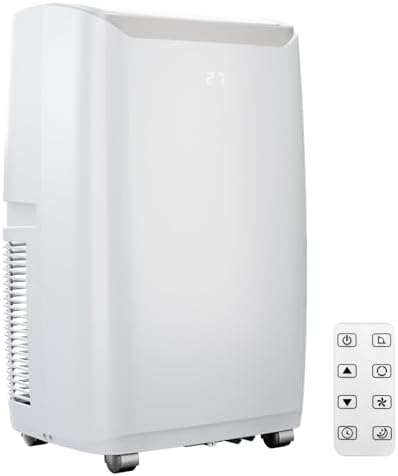 14000 BTU Portable Air Conditioners, Portable AC with 3-in-1 Cooling, Dehumidifying, and Fan Modes, Covers Up to 750 Sq. Ft, Features Quiet Operation, 24-Hour Timer, and Remote Control, White Top