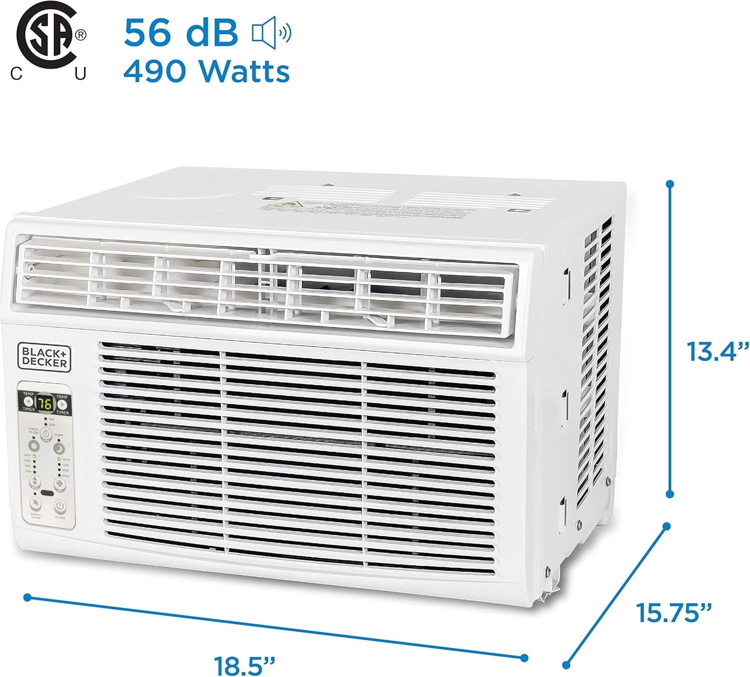 BLACK+DECKER Window Air Conditioner 6000 BTU, AC Window Unit Cools Up to 250 Square Feet, Window AC Unit with Remote Control, 3 Cooling Speeds and Fan Only Function, BD06WT6, White