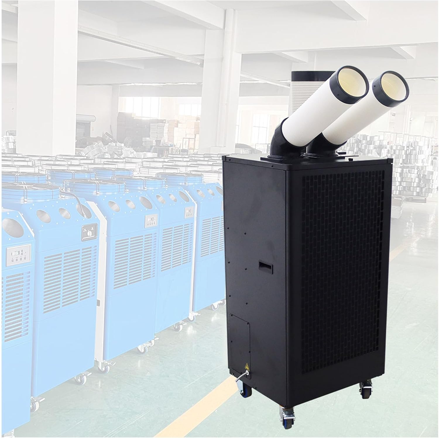 220V Industrial Air Conditioner Outdoor Air Conditioning Fan Equipment Double Tube 780m³/h Black