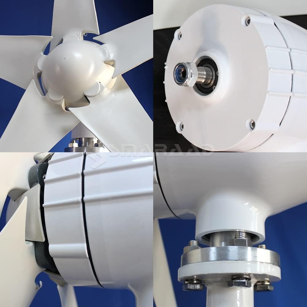 Wind Turbine, 1000W Horizontal Wind Turbine 12V 24V 48V Alternative Generators Free Energy Windmill with MPPT Controller Wind System(Turbine only,12V)