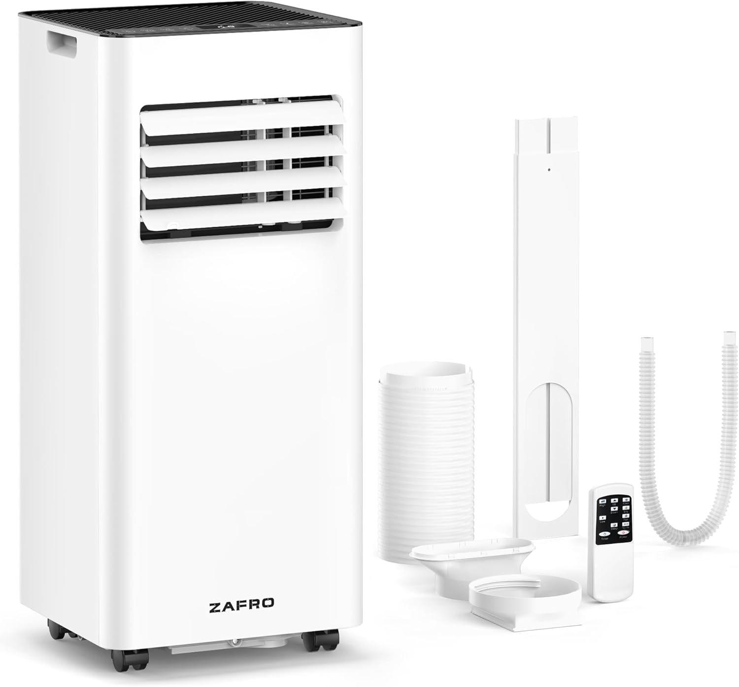 ZAFRO 8,000 BTU Portable Air Conditioners, AC Unit with Cool/Fan/Dehumidifier/Smart Sleep Modes, 24H Timer, Remote Control, Air Cooler for Bedroom Dorms Small-Rooms, White