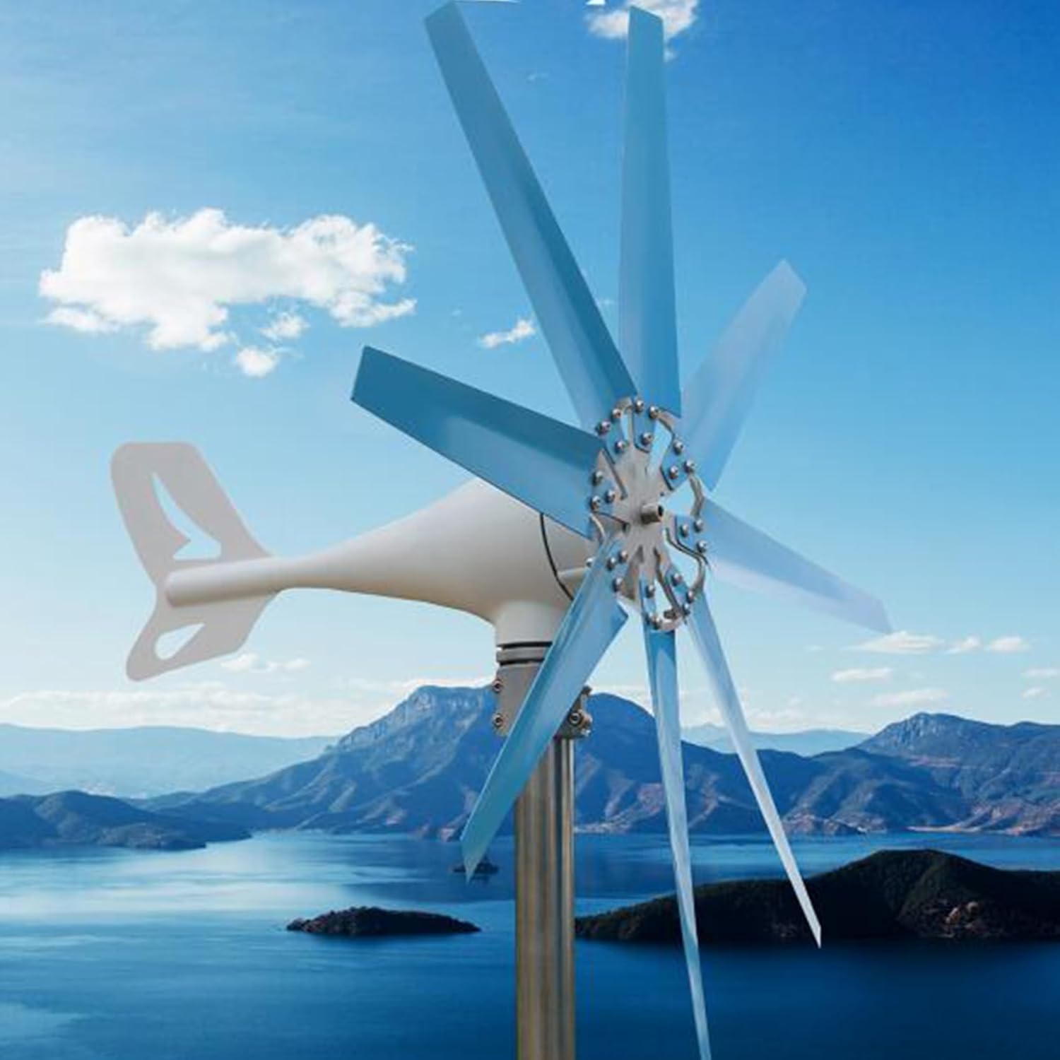 3000W Wind Turbine Generator Set, Household Noise Free 8-Blade Windmill Generator 12V 24V 48V 220V with Controller Suitable for Ships, Terraces, Cabins, Homes,24V