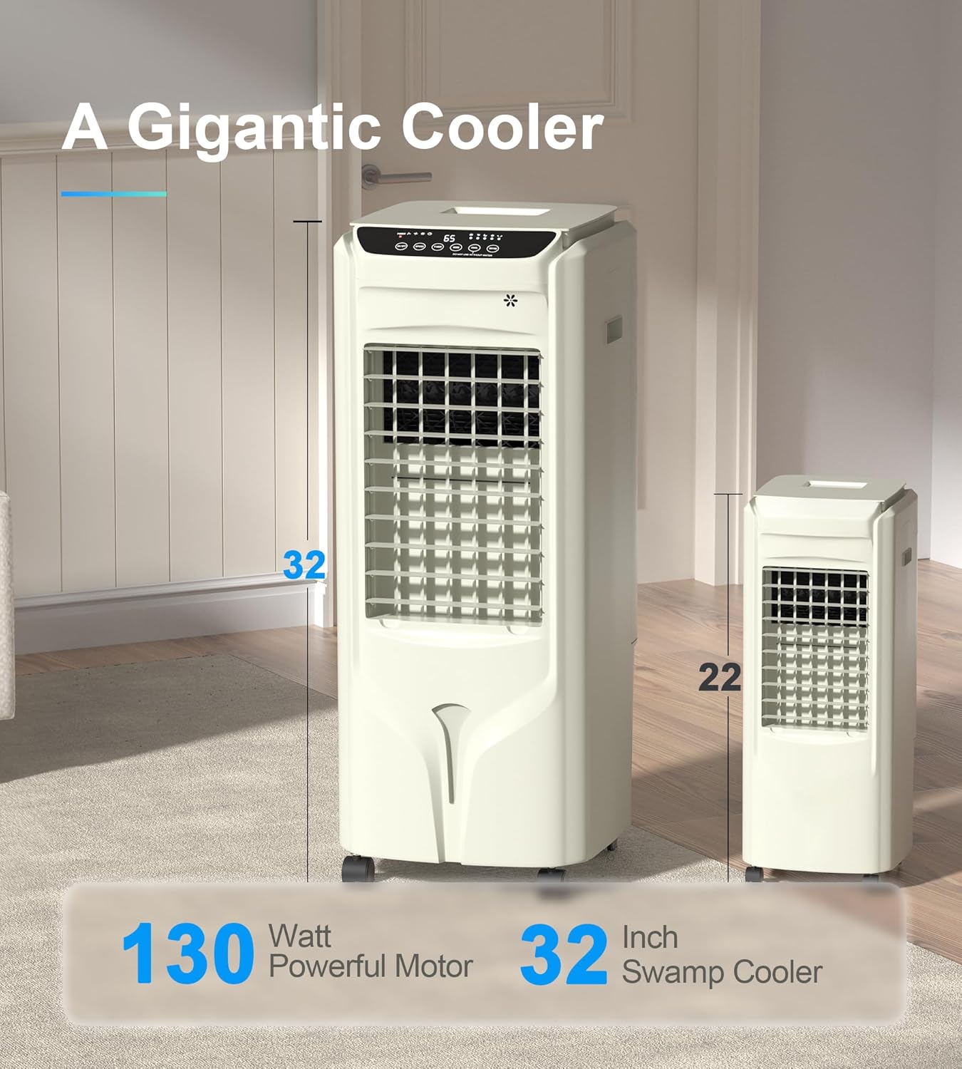 1800 CFM Swamp Cooler Air Conditioner,3-IN-1 Evaporative Air Cooler with 4.2Gal Water Tank & 4 Ice Packs,120° Swing,12H Timer,Remote,3 Modes & 3 Speeds,Air Cooler for Room Bedroom Office,Bright White