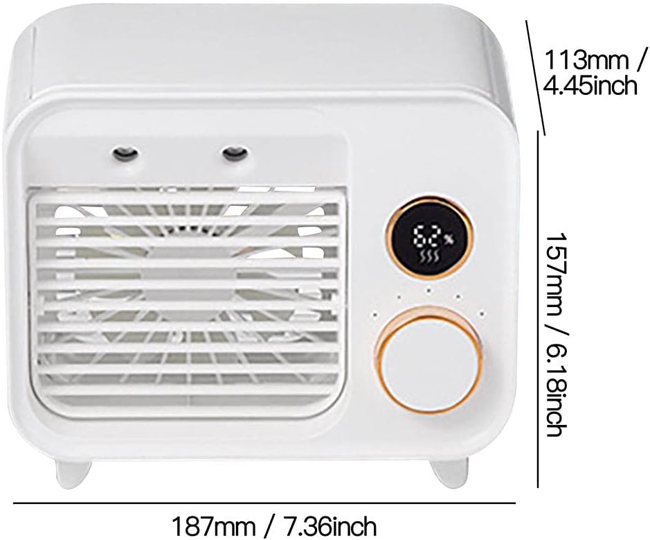 Personal Air Cooler, 3-in-1 Silent Retro Portable Mini Air Conditioner, USB Charging Evaporative Air Cooler Humidifier Purifier-Black