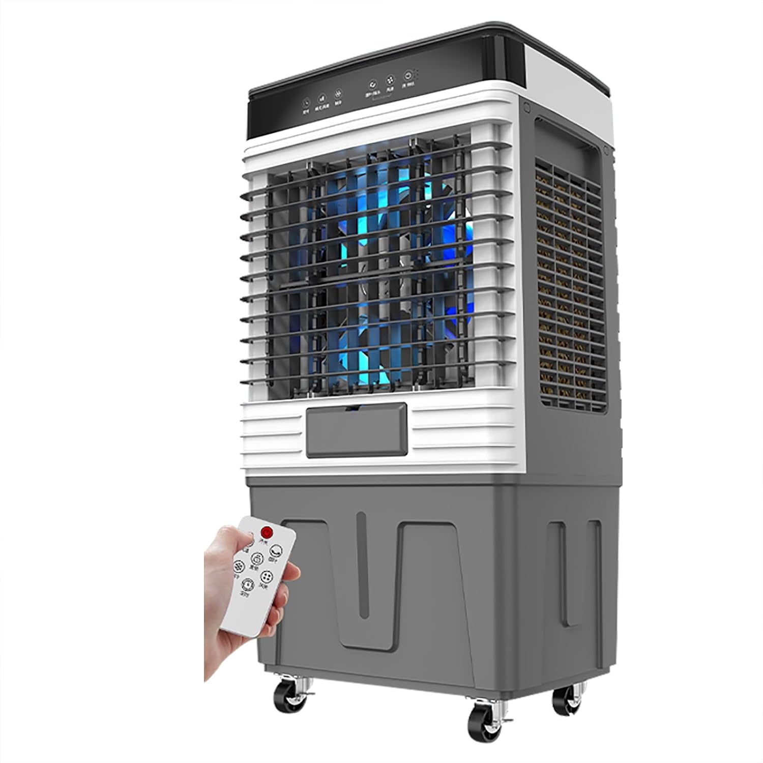 Swamp Cooler Air Conditioner, Evaporative Cooler 3-Speed Fan with 16 FT Remote Control, 120°Oscillation, 7.5H Smart Timer, 4 Ice Packs