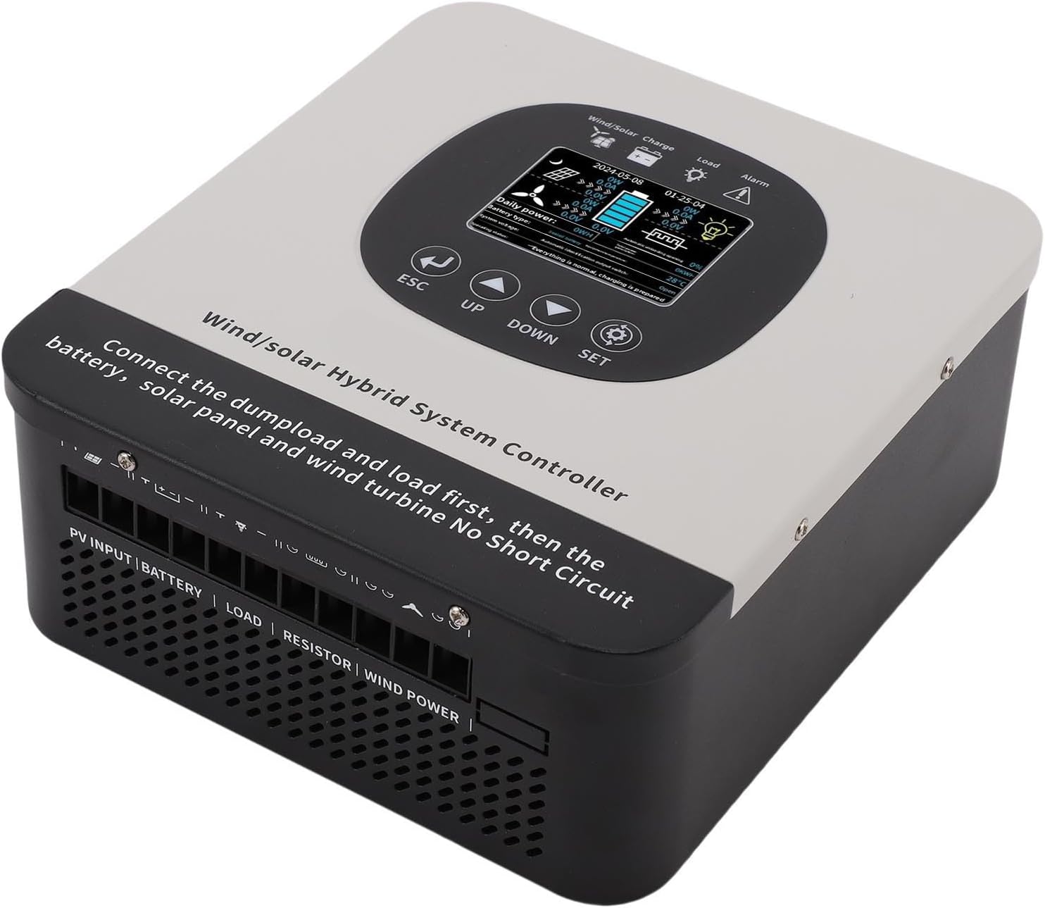 YWBL-WH Wind Solar Hybrid Charge Controller, 1200W Wind and 800W Solar Panel Charging Regulator with LCD Display and MPPT, for Home Boat Street Lamp