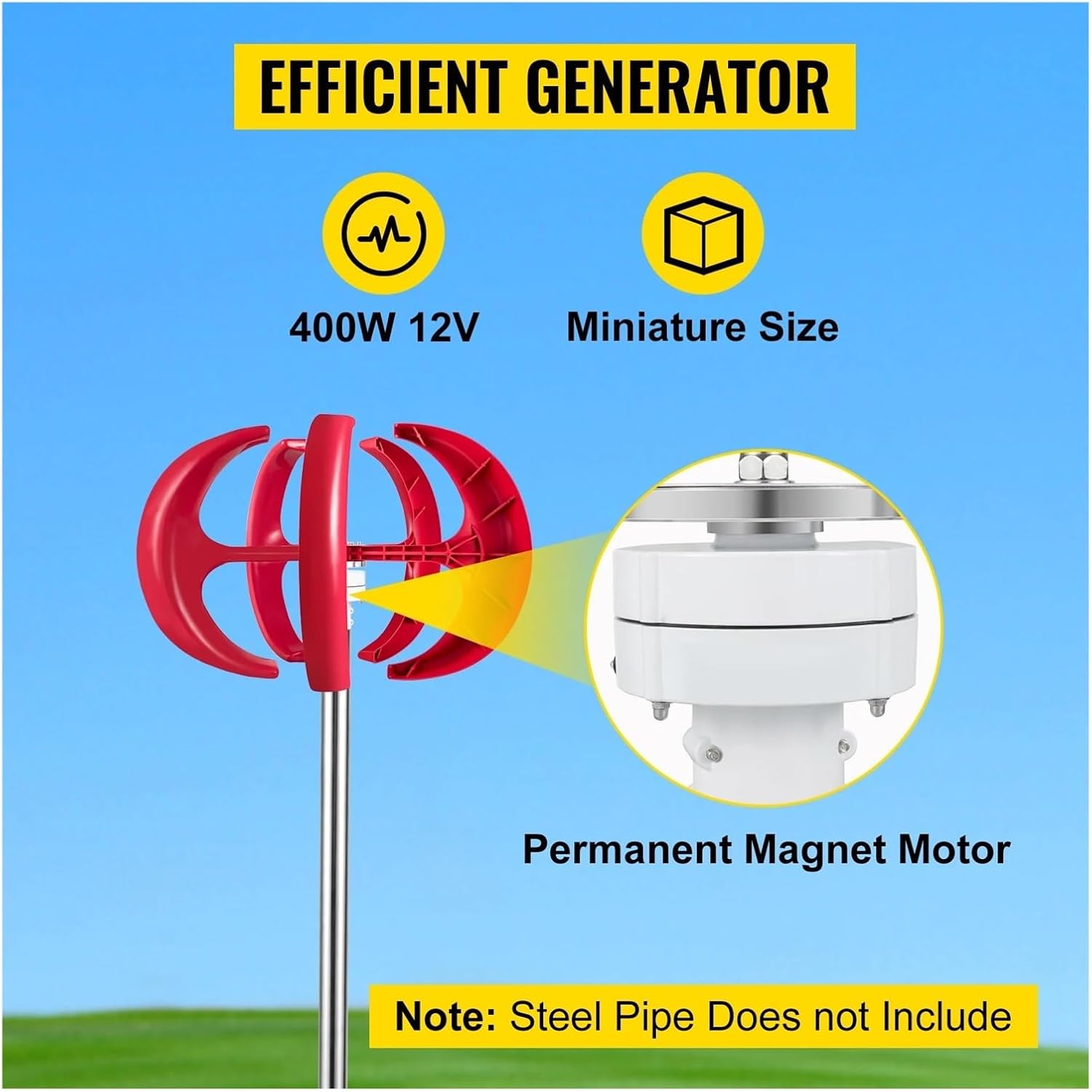 Vertical Axis Wind Turbine Generator 12V 100W/400W/600W tive Energy Generator Small Windmill with Controller Industrial Energy(100W)