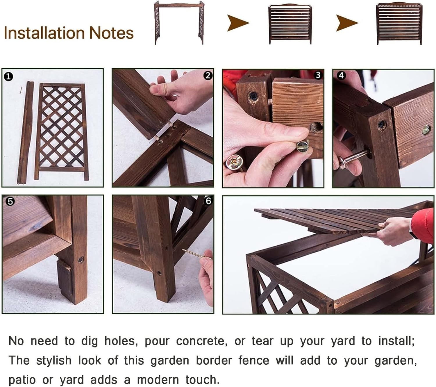 Cover for Outdoor Solid Wood Privacy Screen Fence Air Conditioning Cover - Protective Grilles for AC & Heat Pump - Space Divider, Trash Can Enclosure, Flower Stand & Air Conditioner Rack