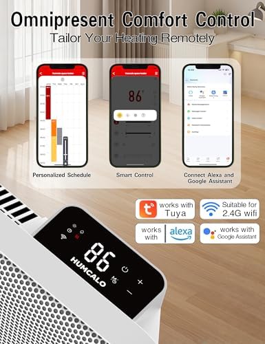 Graphene Convection Panel Infrared Space Heater for Indoor Use Large Room, 1500W Heater with Thermostat, Portable Stand Wall Mounted, Smart WiFi App Control Energy Saving,Work with Tuya