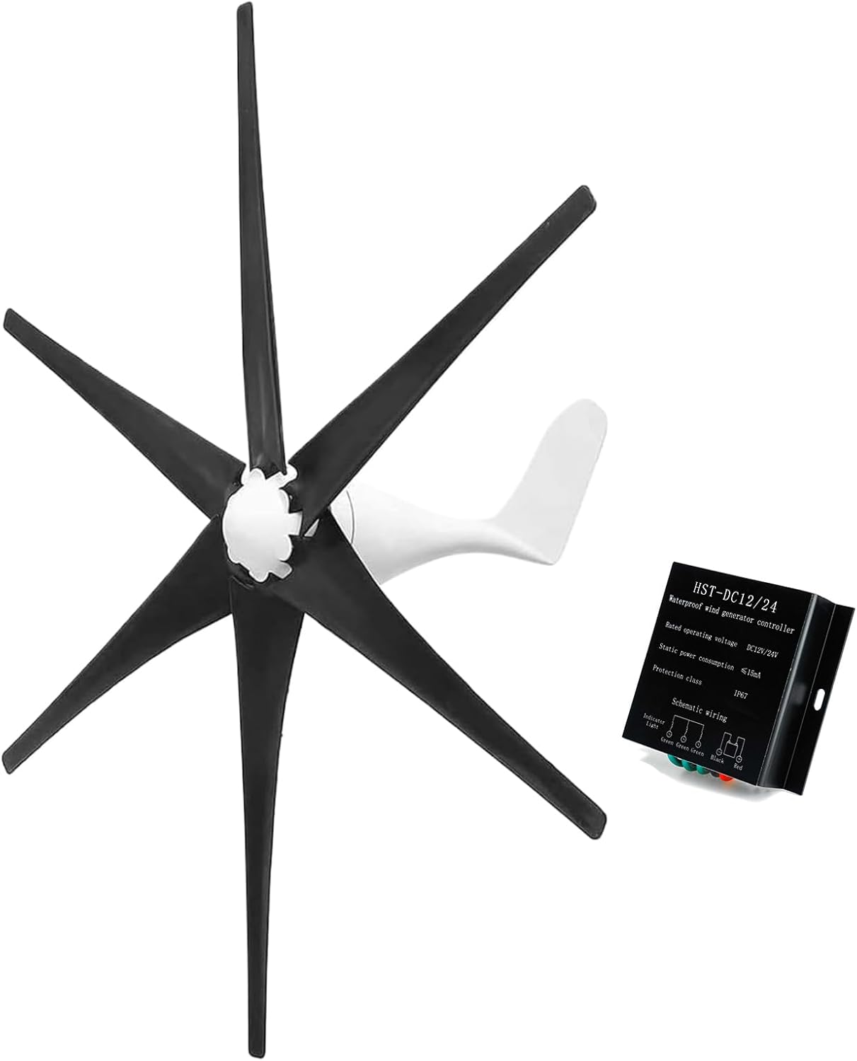 5000W Wind Turbine Kit, 6-Blade Horizontal Wind Turbine Home Energy Generator 12V 24V 48V W/Controller Suitable for Ocean, RV, Home, and Industrial Use