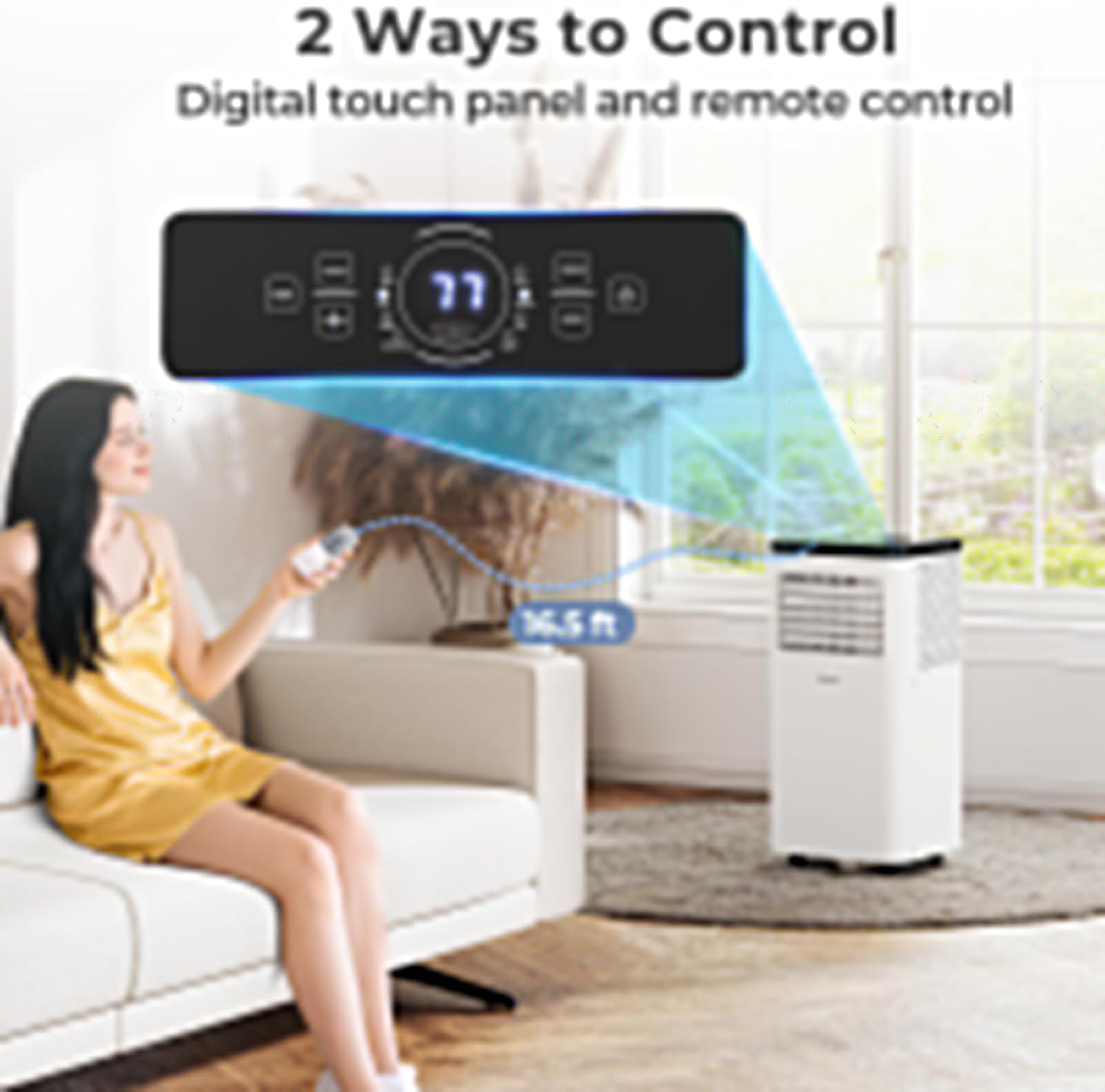 COSTWAY 8000 BTU Portable Air Conditioner, 3 in 1 AC Unit w/Sleep Mode, 24H Timer, LED Display, Remote Control & Window Kit, Energy-saving Air Cooler for Rooms up to 350 Sq.Ft