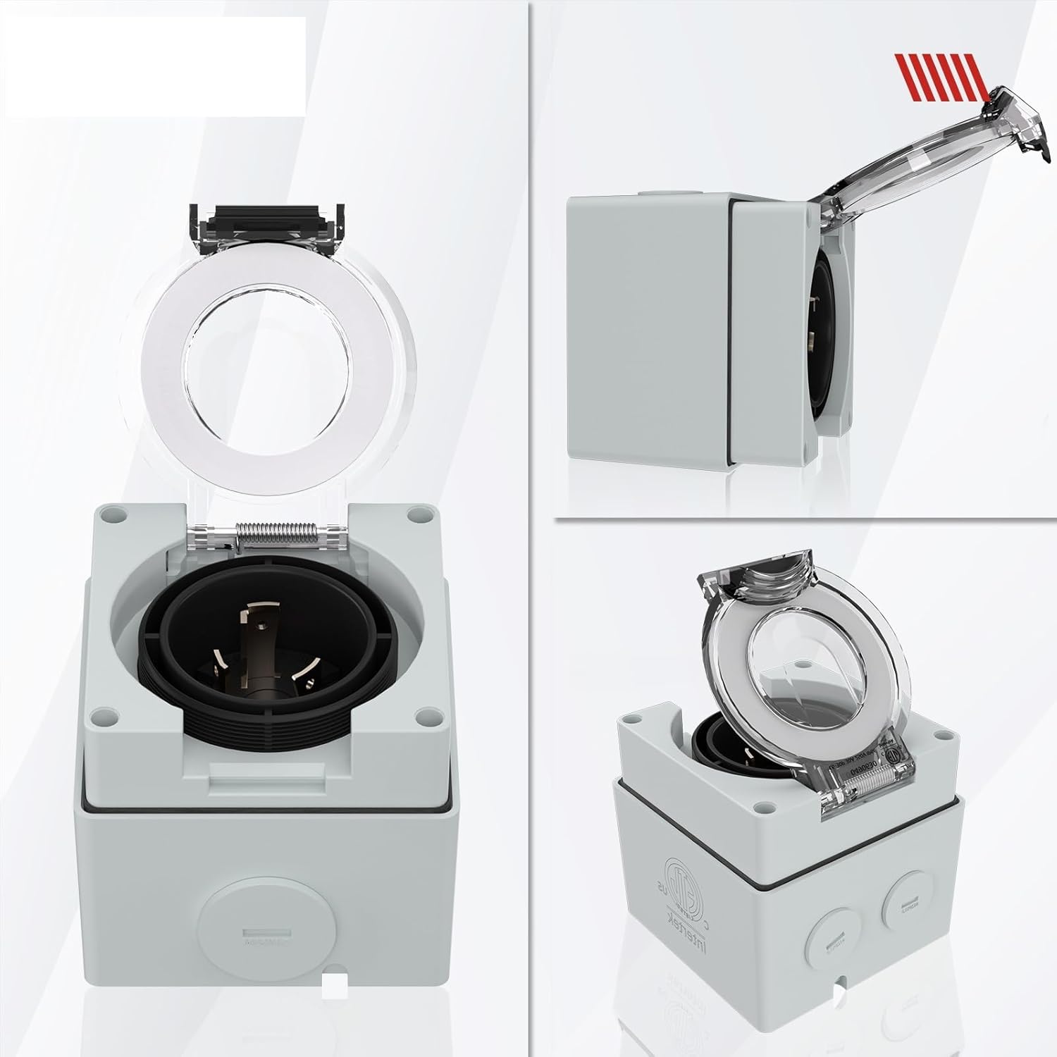 MODBAND 1pcs US/American 30Amp Power Inlet Box, 125/250 Volt Nema L5-30P Plug Outdoor dustproof and Weatherproof for Generators.