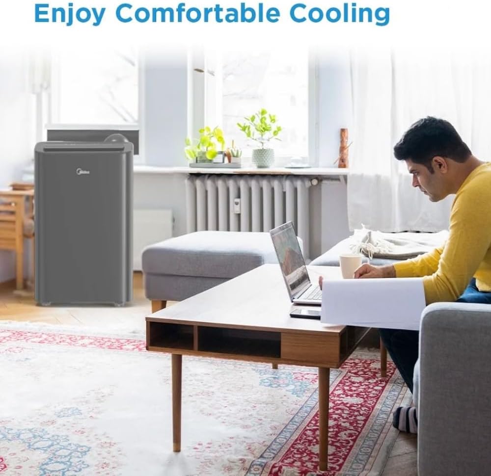 Midea 10,000 BTU DOE Smart Portable Air Conditioner with Heat, For Spaces up to 450 sq. ft., Alexa & Google Assistant Compatible, 24-hour Timer MAP10HS1XWGR-T