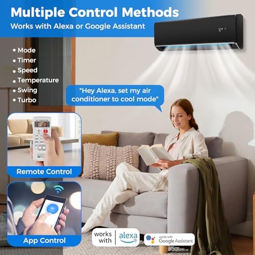 ARLIME 12000 BTU Wifi Enabled Mini Split Air Conditioner & Heater, 22 SEER2 208-230V Inverter AC Unit Cools Rooms up to 750 Sq. Ft, Energy Efficient Split Wall AC w/Heat Pump & Installation Kit