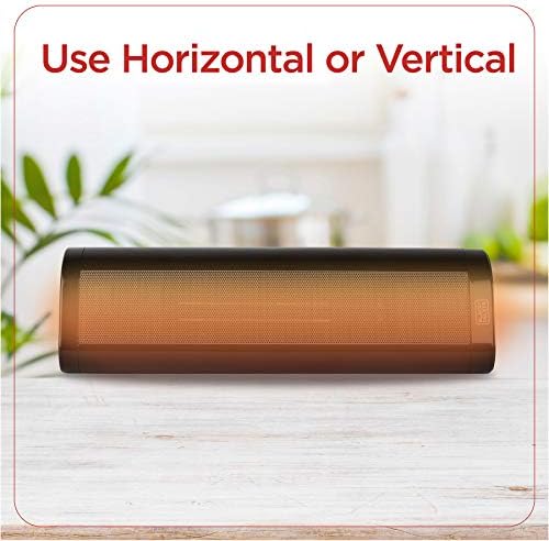 BLACK+DECKER Ceramic Space Heater with Adjustable Thermostat, Tower Heater for Vertical or Horizontal Use, 3 Heat and Fan Only Settings, Oscillation Function, BHVHC15, Black