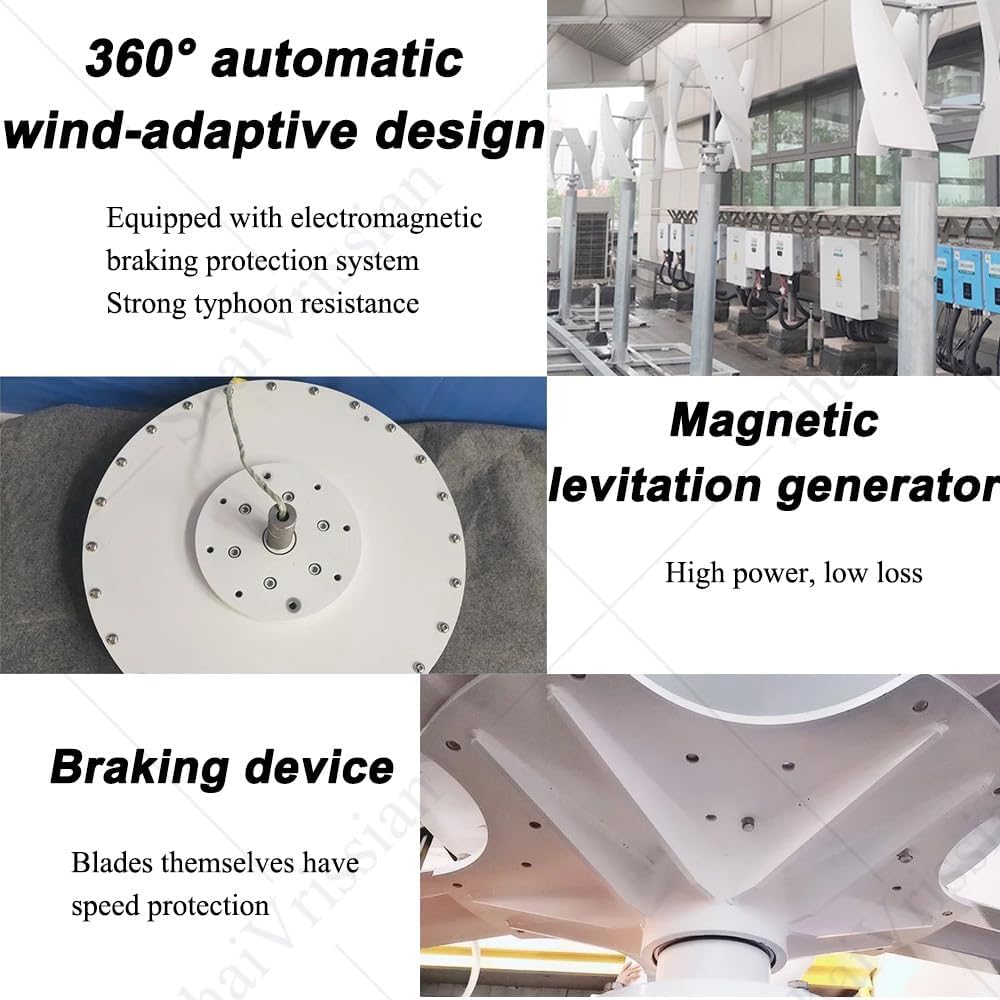 Magnetic Levitation Wind Turbine Inverter,Vertical Axis Wind Turbine Generator,with 3 Blade,Automatic Windward Adjustment,for Solar Wind Power Manufacturer Equipment 300W12V