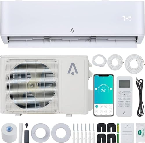 Split Air Conditioner 9,000 BTU, Split AC/Heating System 23SEER Split-System Air Conditioner Inverter, Cools up to 450 Sq. Ft, Wall Mount Split A/C