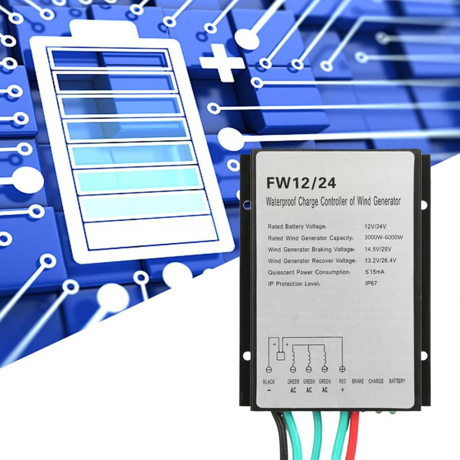 Aluminum Housing Wind Turbine Charge Controller IP67 Waterproof Technology, for Off-Grid Wind and Solar Systems(800W)