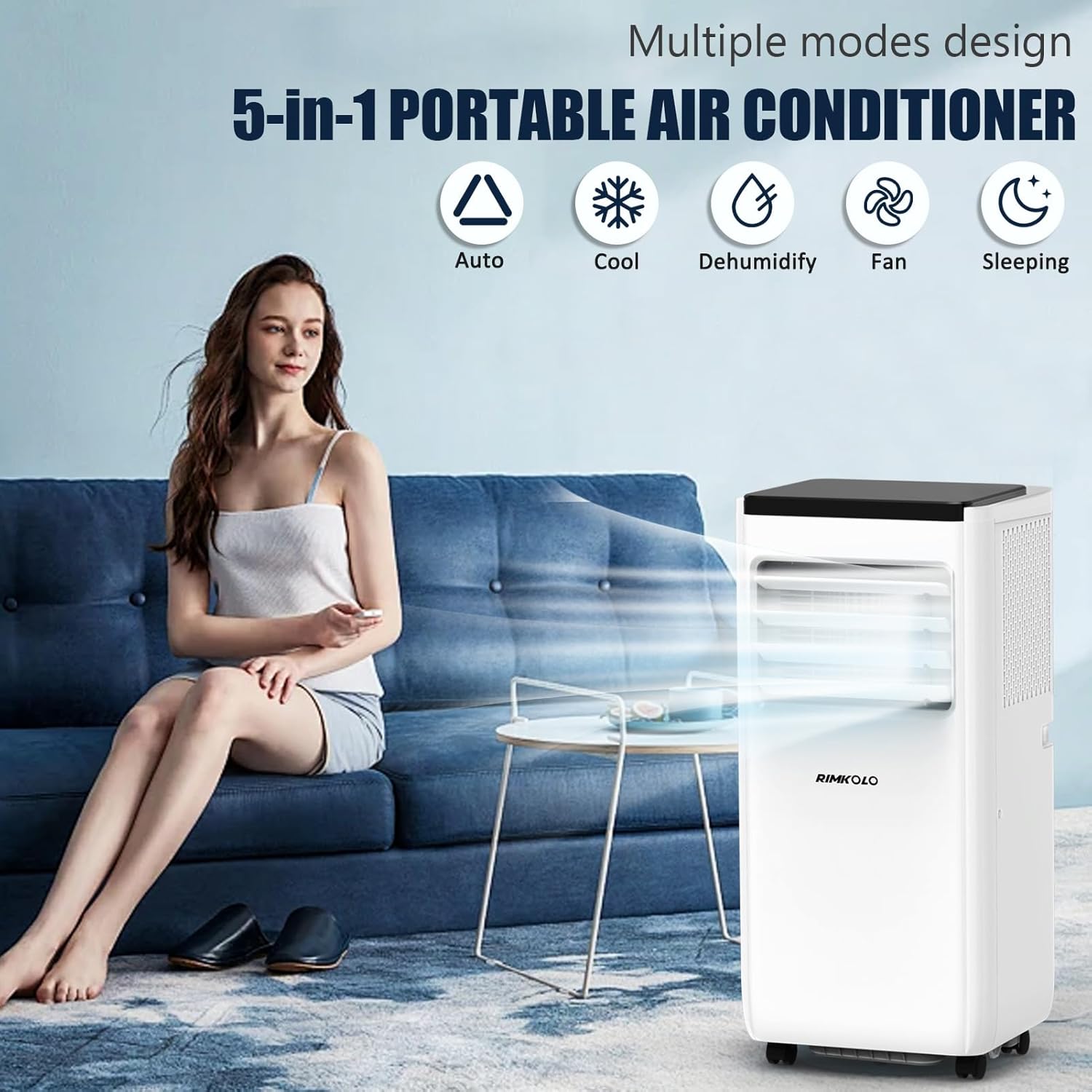10000 BTU Portable Air Conditioners, 5 Modes Portable AC Cools up to 450 Sq.ft Room Air Conditioner with Remote Control/Installation Kits
