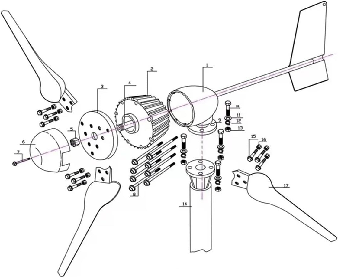 4000w Wind Turbine Generators Kit, Horizontal Wind Turbine Generator 96V 48V 24V for Home Industrial Energy(with Hybrid controll,48V)