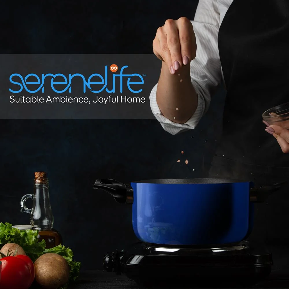 SereneLife 15 Piece Pots and Pans Non Stick Kitchenware Cookware Set ...