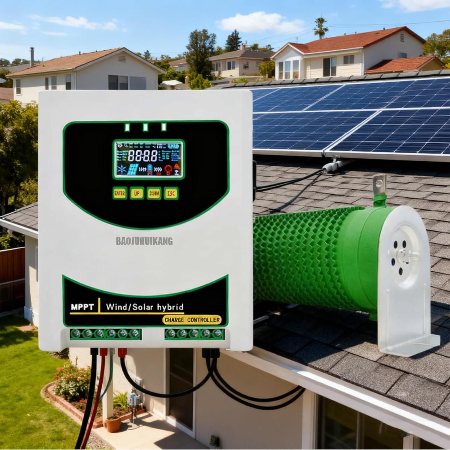 24V, 12000W Wind Solar Hybrid System MPPT Charge Controller with Dump Load Wind Turbine Generator Solar Panel 12V 24V Auto 48V Regulator 220V