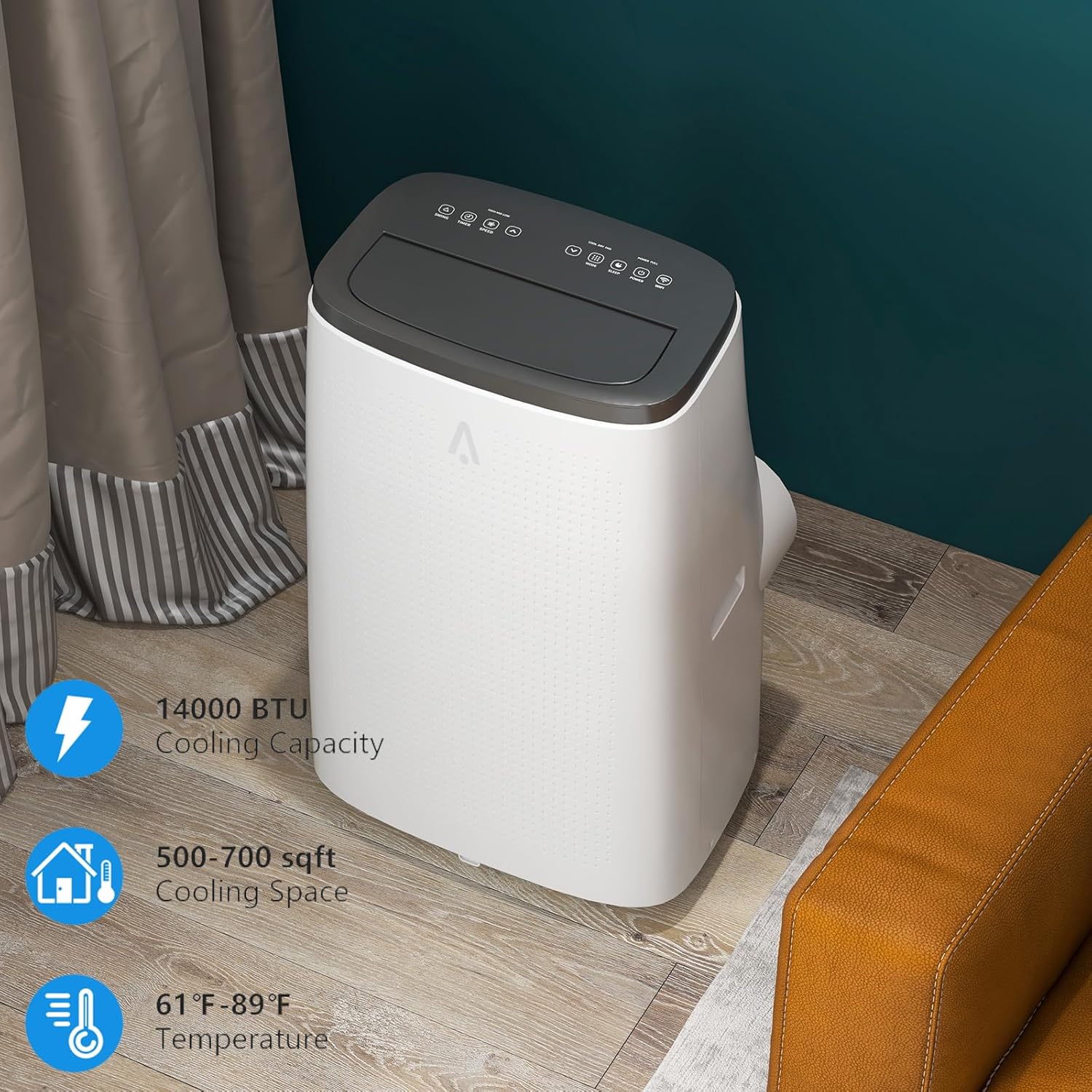 Portable Air Conditioner, 14000 BTU Air Conditioner with Remote Control,Dry & Fan Modes, Sleep Mode, 3 Fan Speeds, Timer Function,Room Cooling Up to 700 sq ft