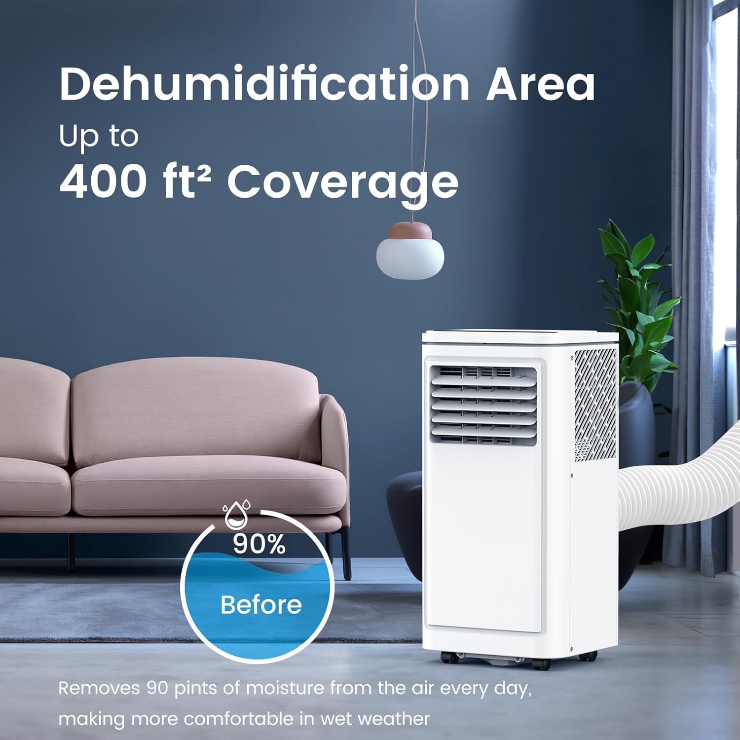 COWSAR 8000 BTU Portable Air Conditioners, Portable AC Cool up to 350 Sq.Ft, 4 Modes Room Air Conditioner with Remote/LED Display/24Hrs Timer/360° Wheels/Installation Kits, Ideal for Home/Office